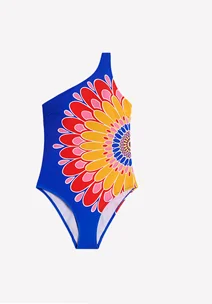 One Shoulder Swimsuit Blue, Artisan Petal