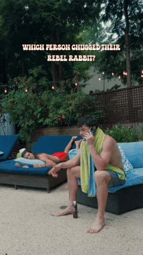 Which Person Chugged Their Rebel Rabbit? GIF