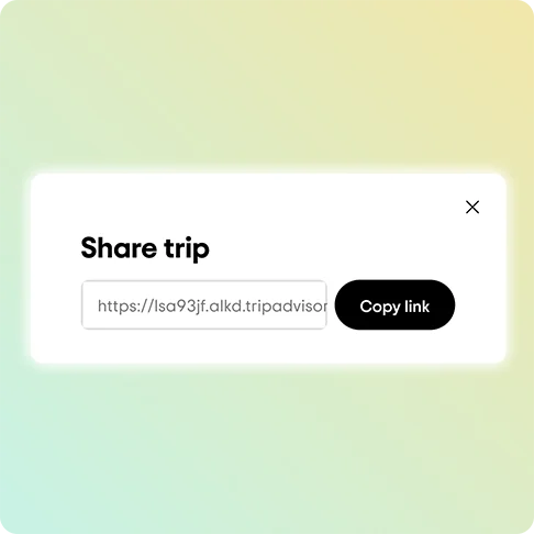 Image Description: A screen that says “Share trip” above a URL link. A button that says “Copy link” is on the right.