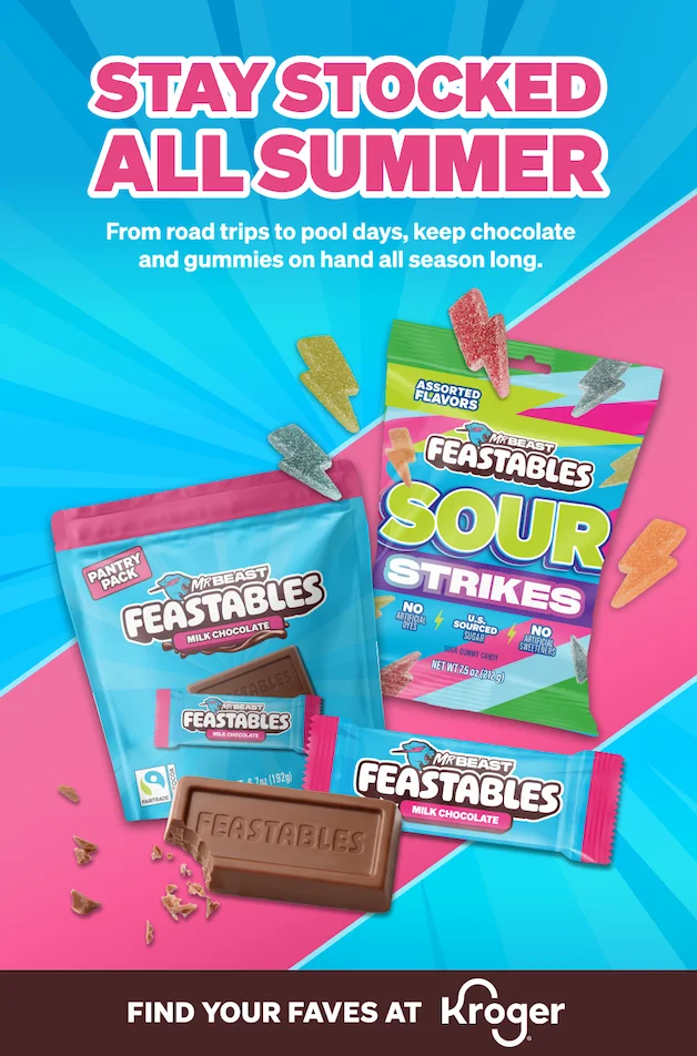 STAY STOCKED ALL SUMMER: From road trips to pool days, keep chocolate and gummies on hand all season long. Find your faves at Kroger! Click to find a store near you.