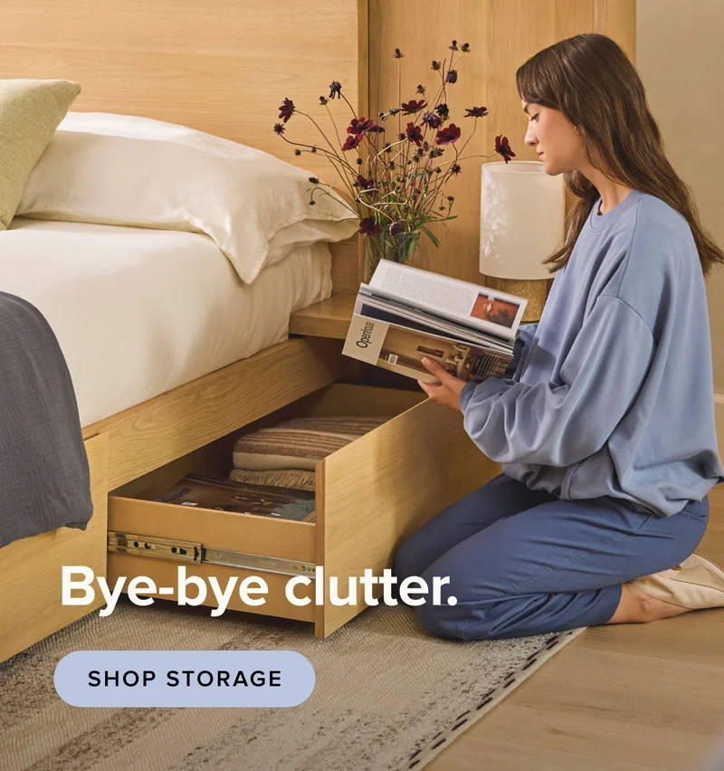 Bye-bye clutter: shop storage.
