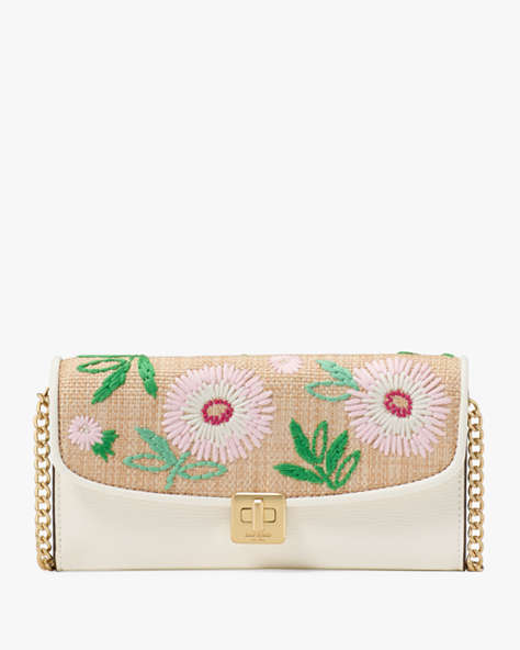 Phoebe Straw Turnlock Wallet-On-Chain