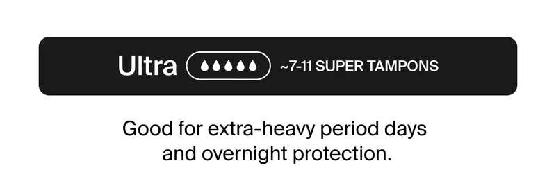 Ultra LEakproof 7-11 super tampons. Good for extra-heavy period days and overnight protection.