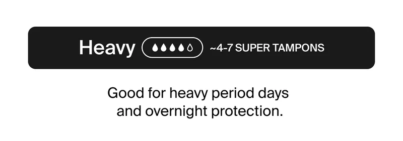 Heavy 4-7 super tampons. Good for heavy period days and overnight protection.