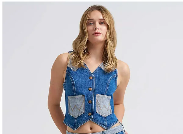 Women's Colorblock Denim Vest