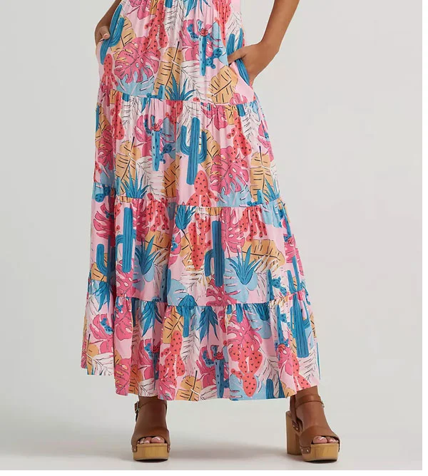 Women's Wrangler Printed Tiered Maxi Skirt