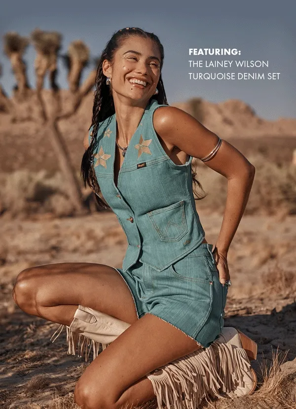 Featuring: The Lainey Wilson Turquoise Denim Set