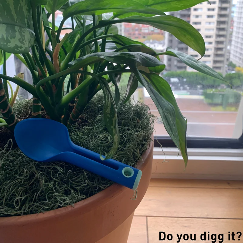 "Do you digg it?" picture of small shovel in plant.