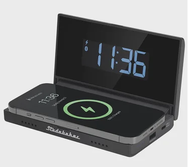 Techmate 3-in-1 Portable Bluetooth Speaker, Power Bank & Clock