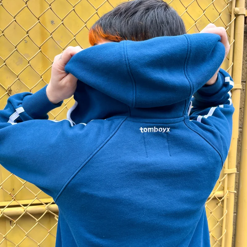 Image of French Terry Track Full Zip Hoodie - Retro Blue