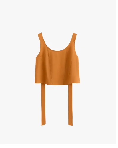 Linen Cropped Tank Saffron