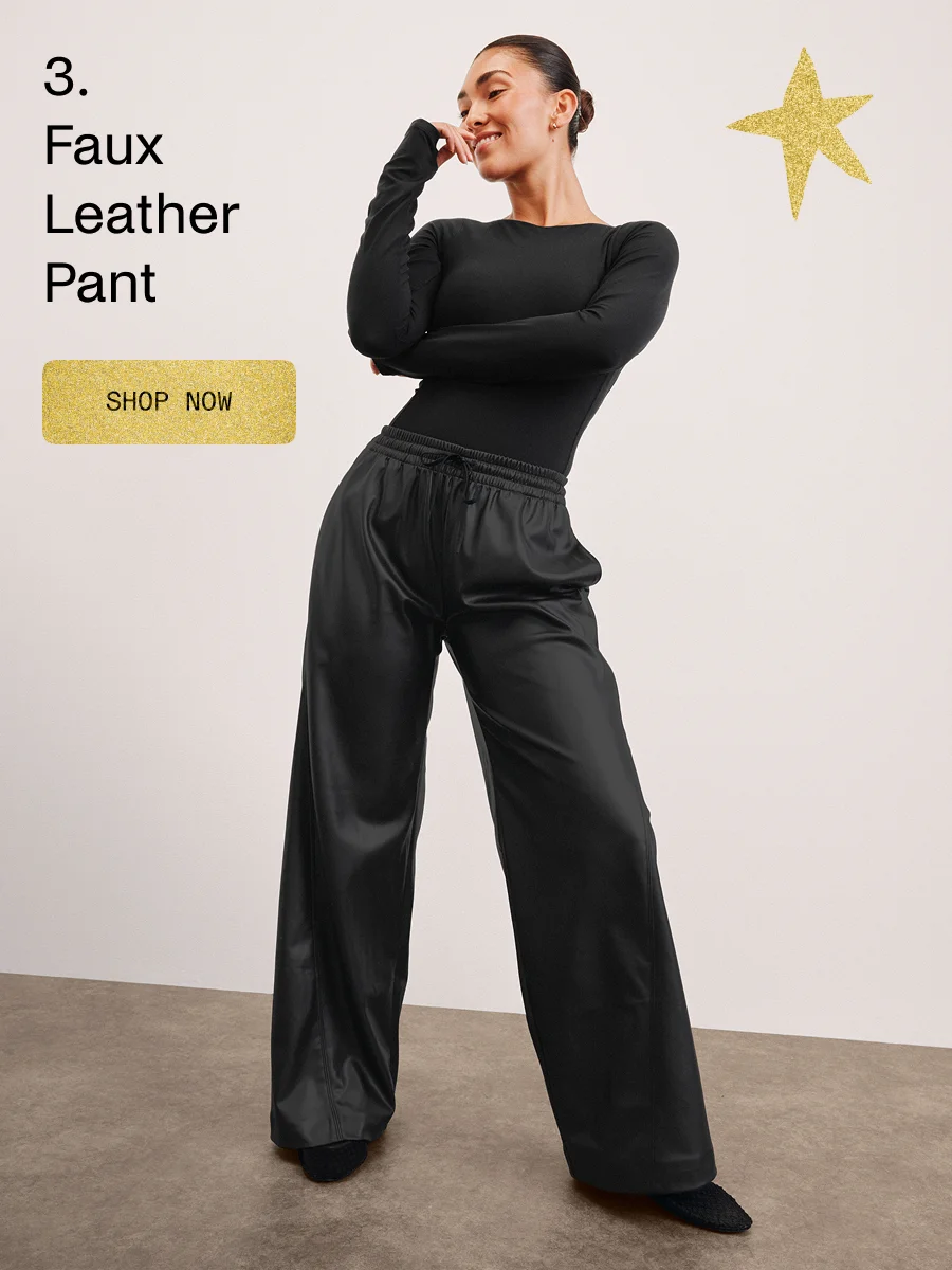 Faux Leather Pant in Black