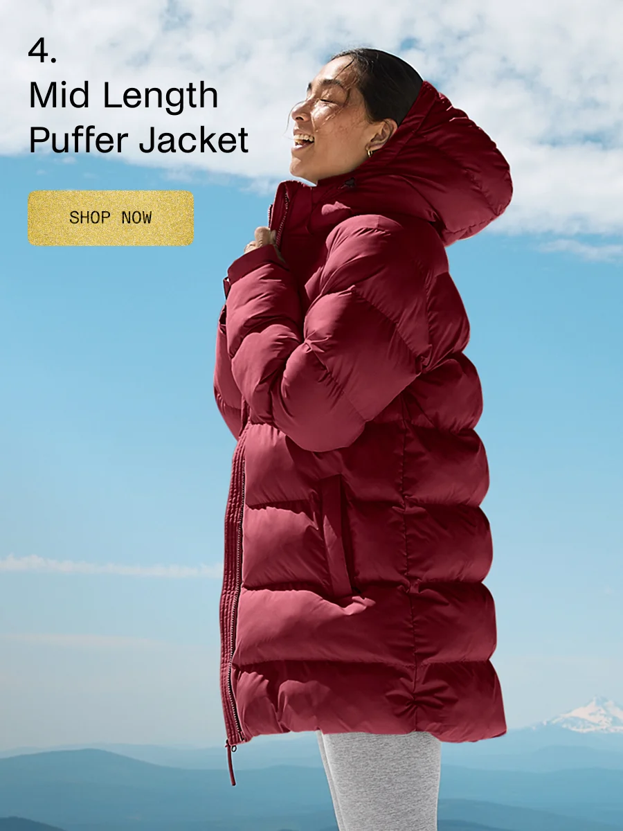 Warm Up Mid Length Puffer Jacket in Ruby Rush