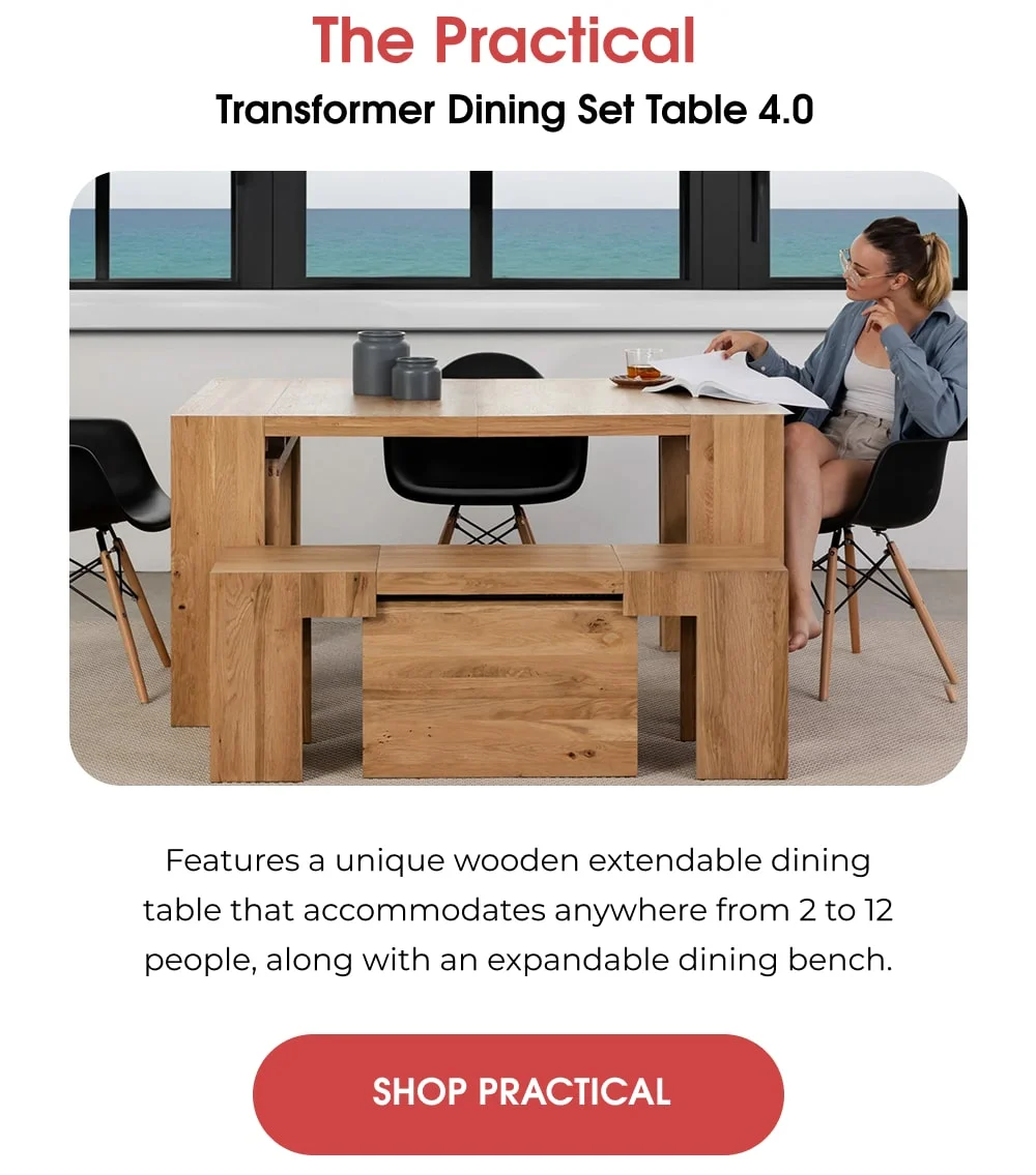 Expandable dining tables with easy-to-clean surfaces, perfect for holiday gatherings and everyday use.