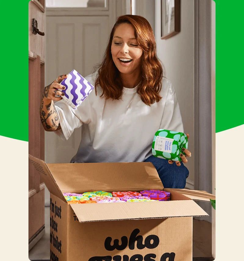Image: A fellow TP lover opening a delightful box of Recycled TP.