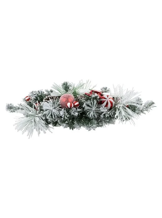 Northlight 32" Triple Candle Holder with Pine and Ornaments