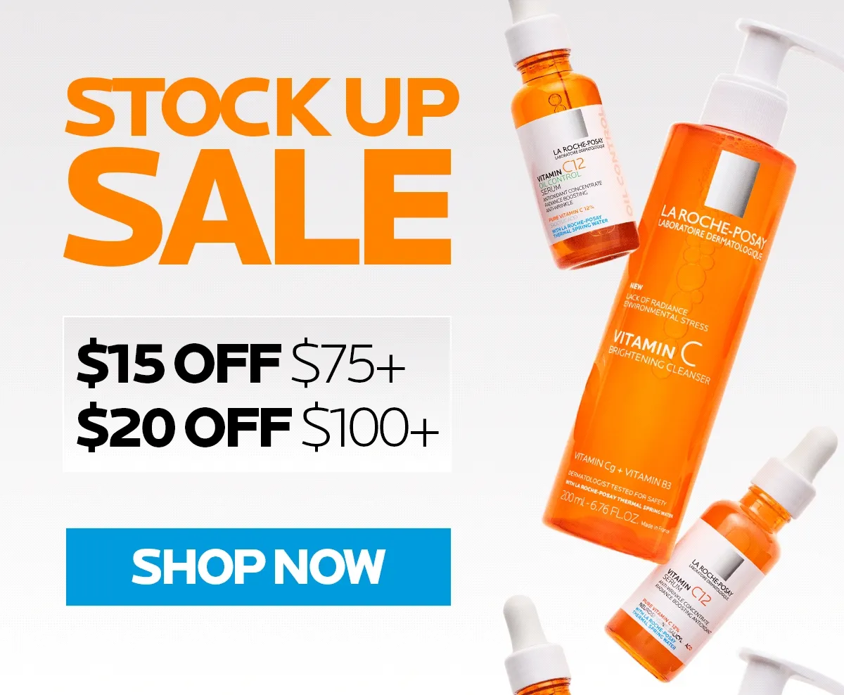 Stock Up Sale. $15 Off $75+, $20 Off $100+