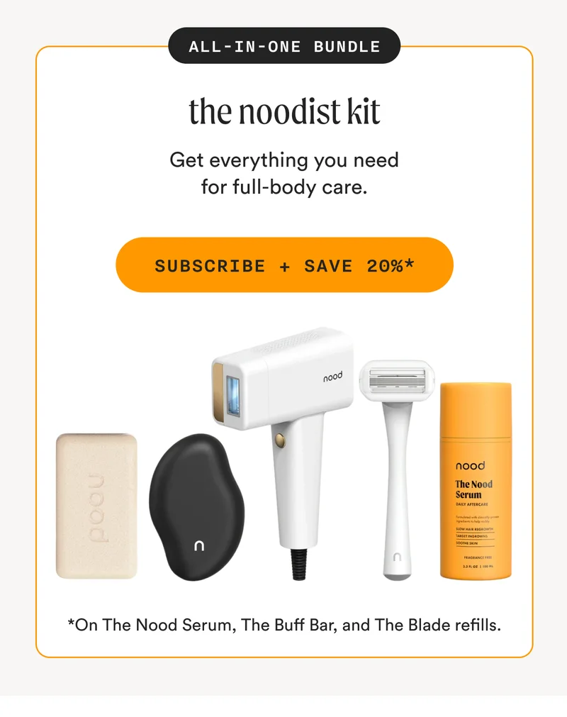All-In-One Bundle - the noodist kit - Get everything you need for full-body care - SUBSCRIBE + SAVE 20% *On The Nood Serum, The Buff Bar, and The Blade refills.