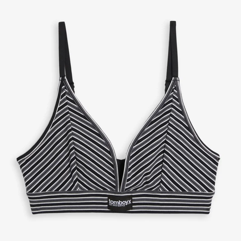 Image of Bamboo Rib Triangle Bralette - Icy Stripe