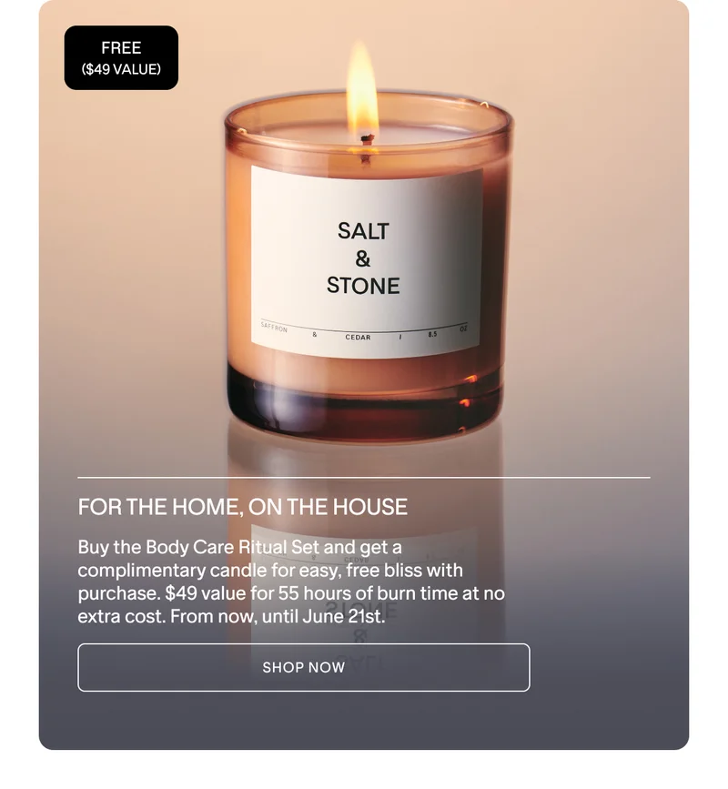 For the home, on the house. Free $49 candle