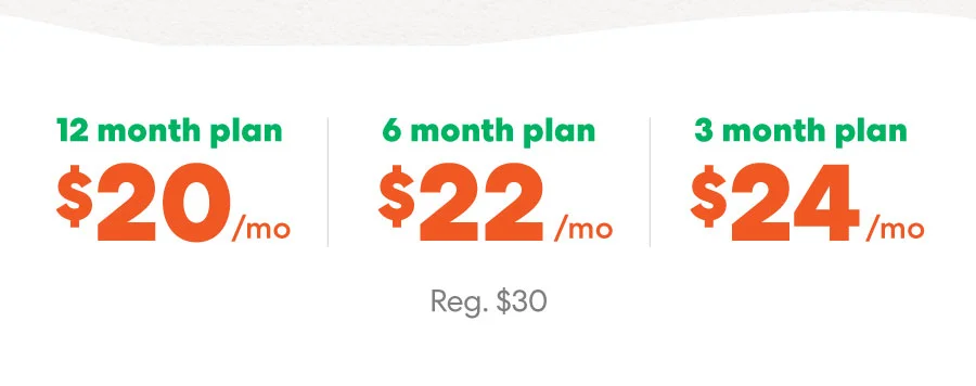 Start for as low as $20/mo