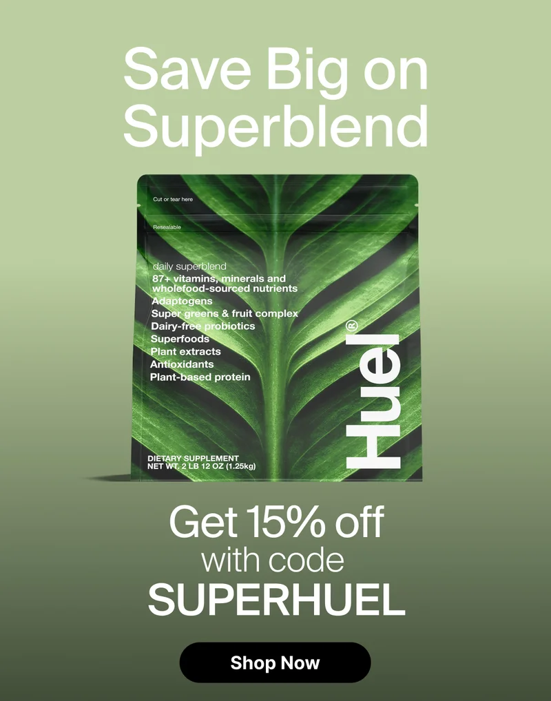 Save 15% off Superblend with code discount code
