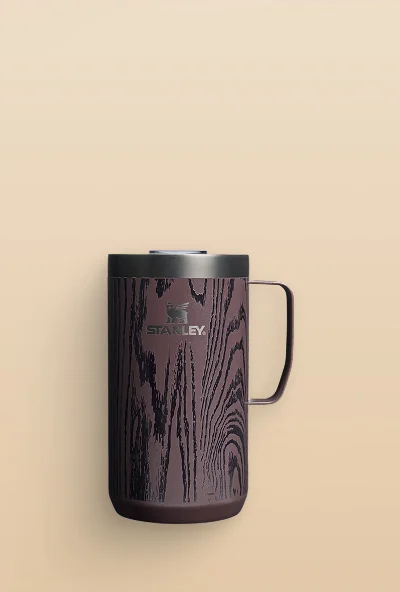 Cheers & Cheer Stay-Hot Camp Mug | 24 OZ | Redwood Woodgrain