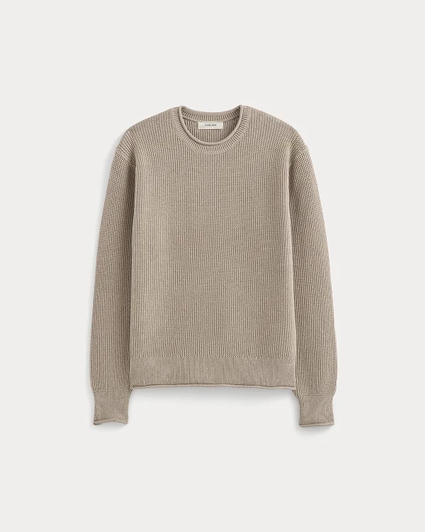 Image | Waffle Rollneck Crew in Everyday Cotton | Heathered Oatmeal