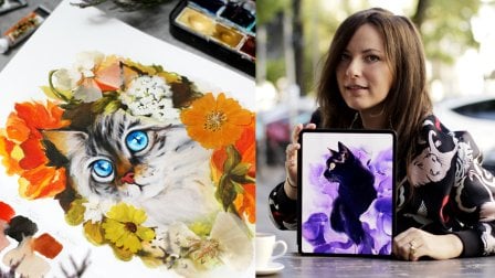 Cats and Flowers Sketchbook: Master Textures in Watercolor & Procreate