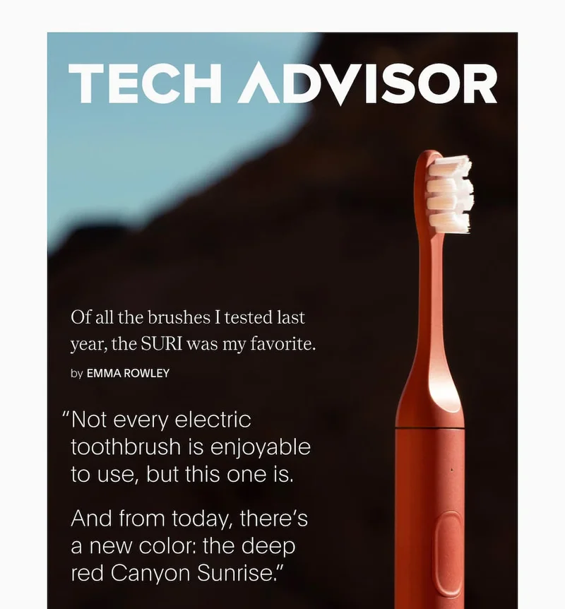 TECH ADVISOR | Not every electric toothbrush is enjoyable to use, but this one is. And from today, there's a new color: the deep red Canyon Sunrise."