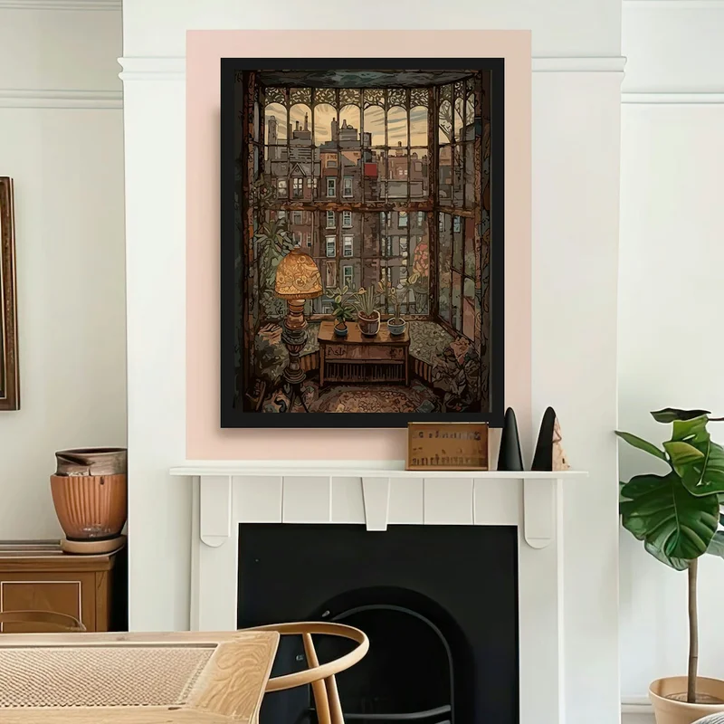 Image of A Window View Of New York In The Style Of Art Nouveau 3 Art Print