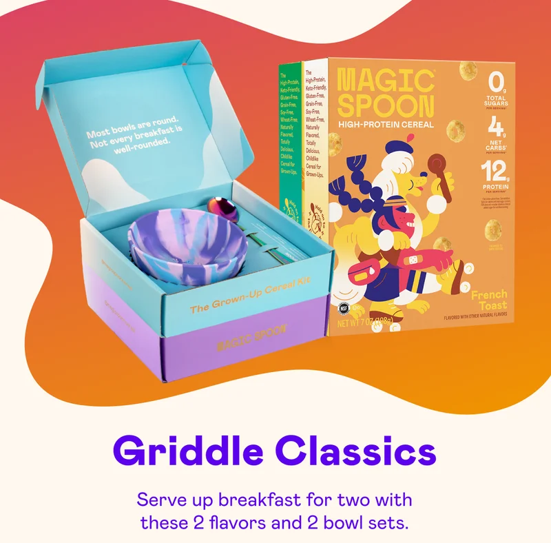 Serve up breakfast for two with these 2 flavors and 2 bowl sets.