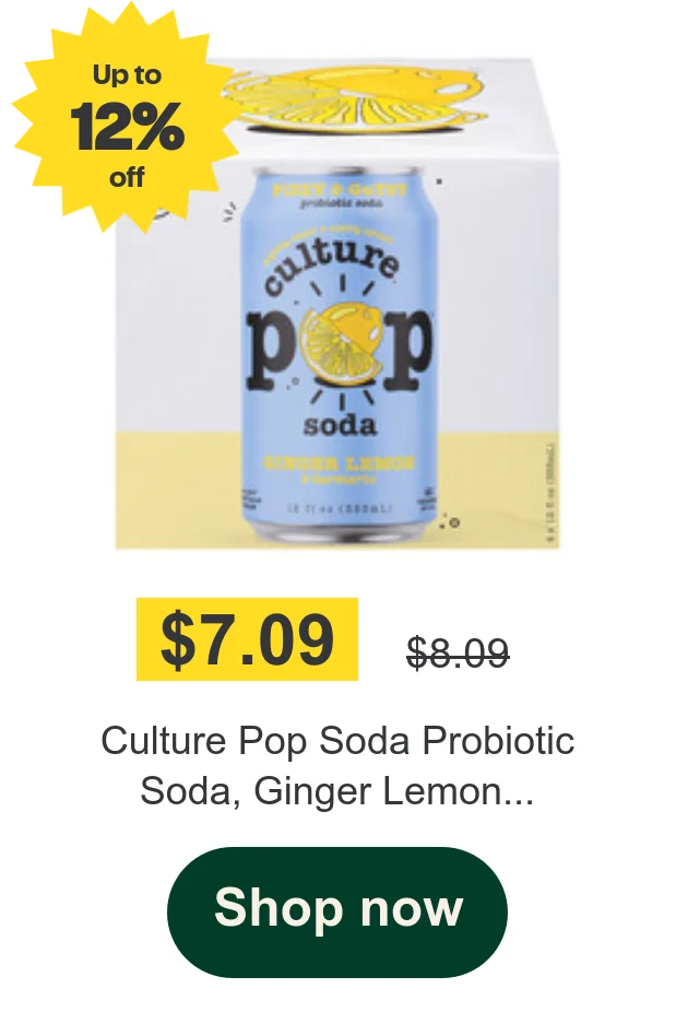 Culture Pop Soda Probiotic Soda, Ginger Lemon...