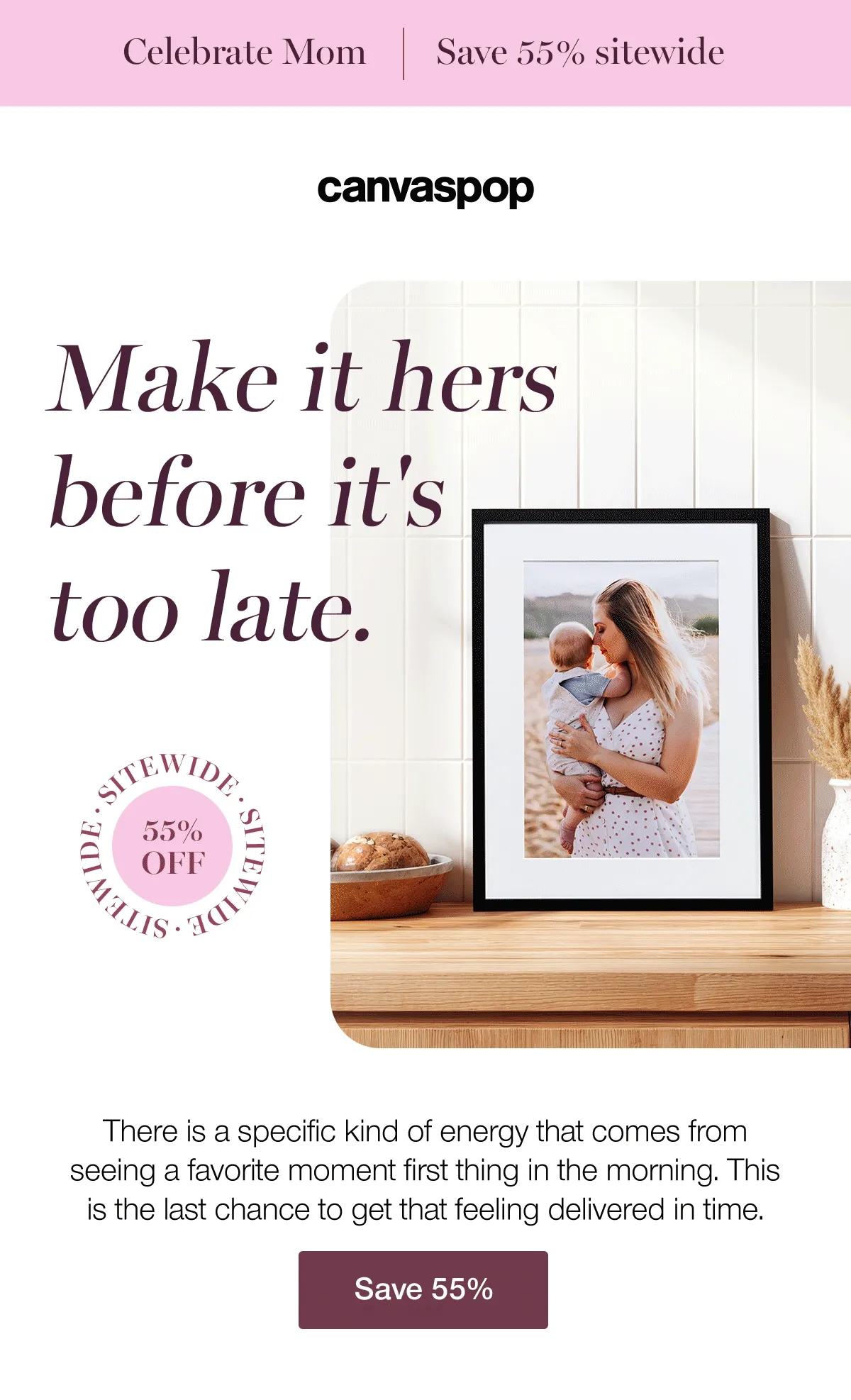 Make it hers before it's too late. There is a specific kind of energy that comes from seeing a favorite moment first thing in the morning. This is the last chance to get that feeling delivered in time.