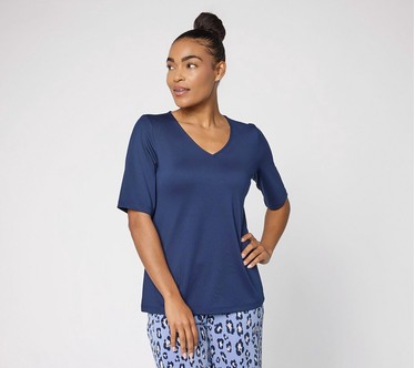 Susan Graver Essentials Butterknit V-Neck Top with Elbow Sleeves