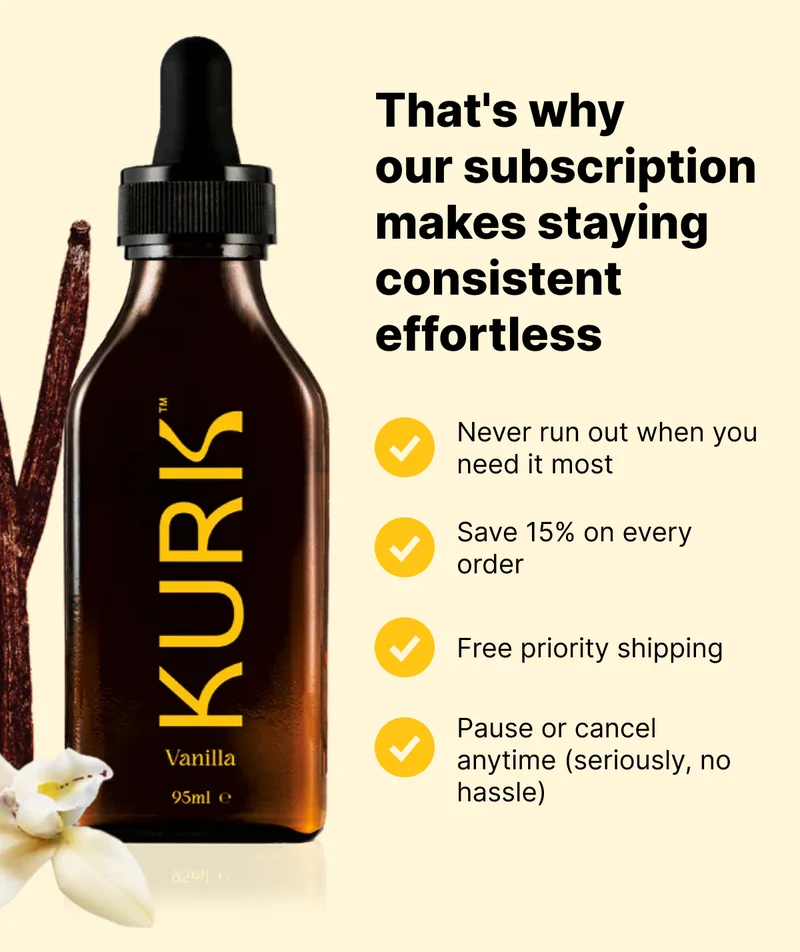 That's why our subscription makes staying consistent effortless  | Never run out when you need it most Save 15% on every order Free priority shipping Pause or cancel anytime (seriously, no hassle)