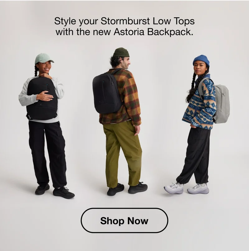 Style your Stormburst Low Tops with new Astoria Backpack. Shop Now.