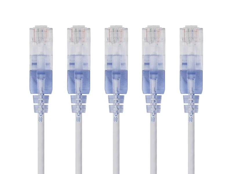 Cat6A 7ft White 5-Pk Patch Cable, UTP, 30AWG, 10G, Pure Bare Copper, Snagless discount code, SlimRun Series Ethernet Cable