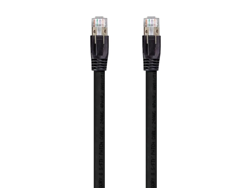 Cat8 5ft Black Ethernet Patch Cable, Double Shielded (S/FTP), 24AWG, 2GHz, 40G, Pure Bare Copper, Entegrade Series