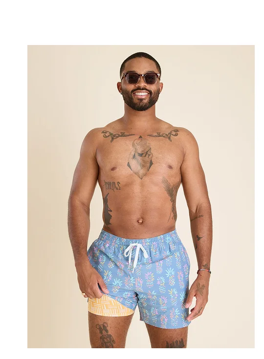 Lined Classic Swim Trunk: The Pineapple Sketches 5.5"