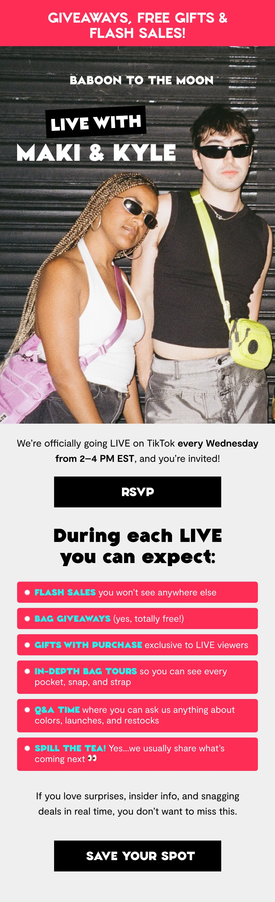 Flash sales and giveaways! Join us live!