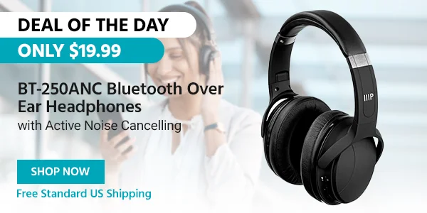 Deal of the Day BT-250ANC Bluetooth Wireless Over Ear Headphones with Active Noise Cancelling Free Standard US Shipping Only $19.99 Shop Now
