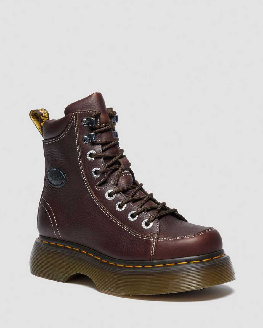 Image of Buzz 8-Eye Grizzly Leather Lace-Up Boots
