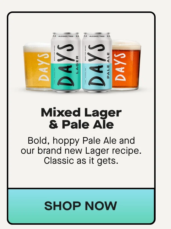 Mixed Lager & Pale Ale Bold, hoppy Pale Ale and our brand new Lager recipe. Classic as it gets.