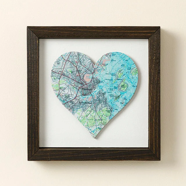 Love Lives Here Wood Map Art