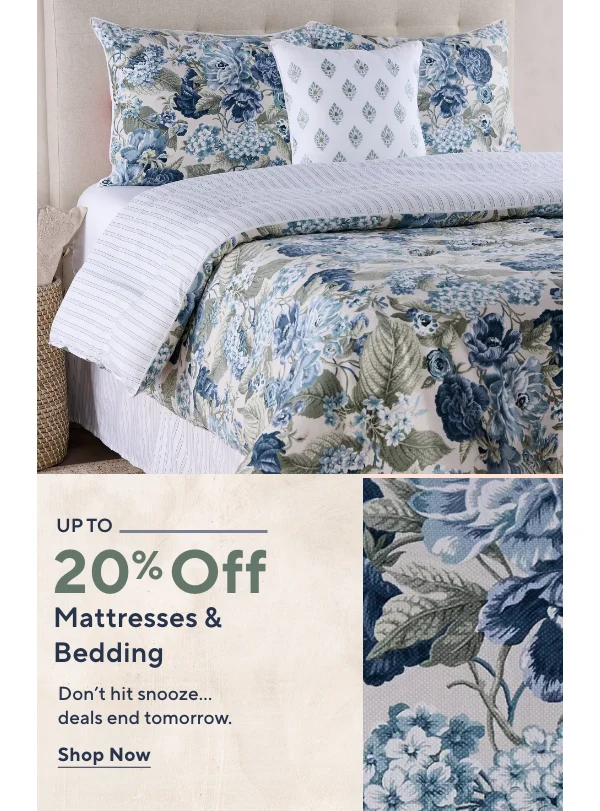 up to 20% off mattresses & bedding