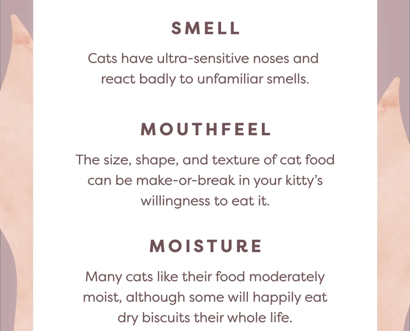 Smell, mouthfeel, moisture