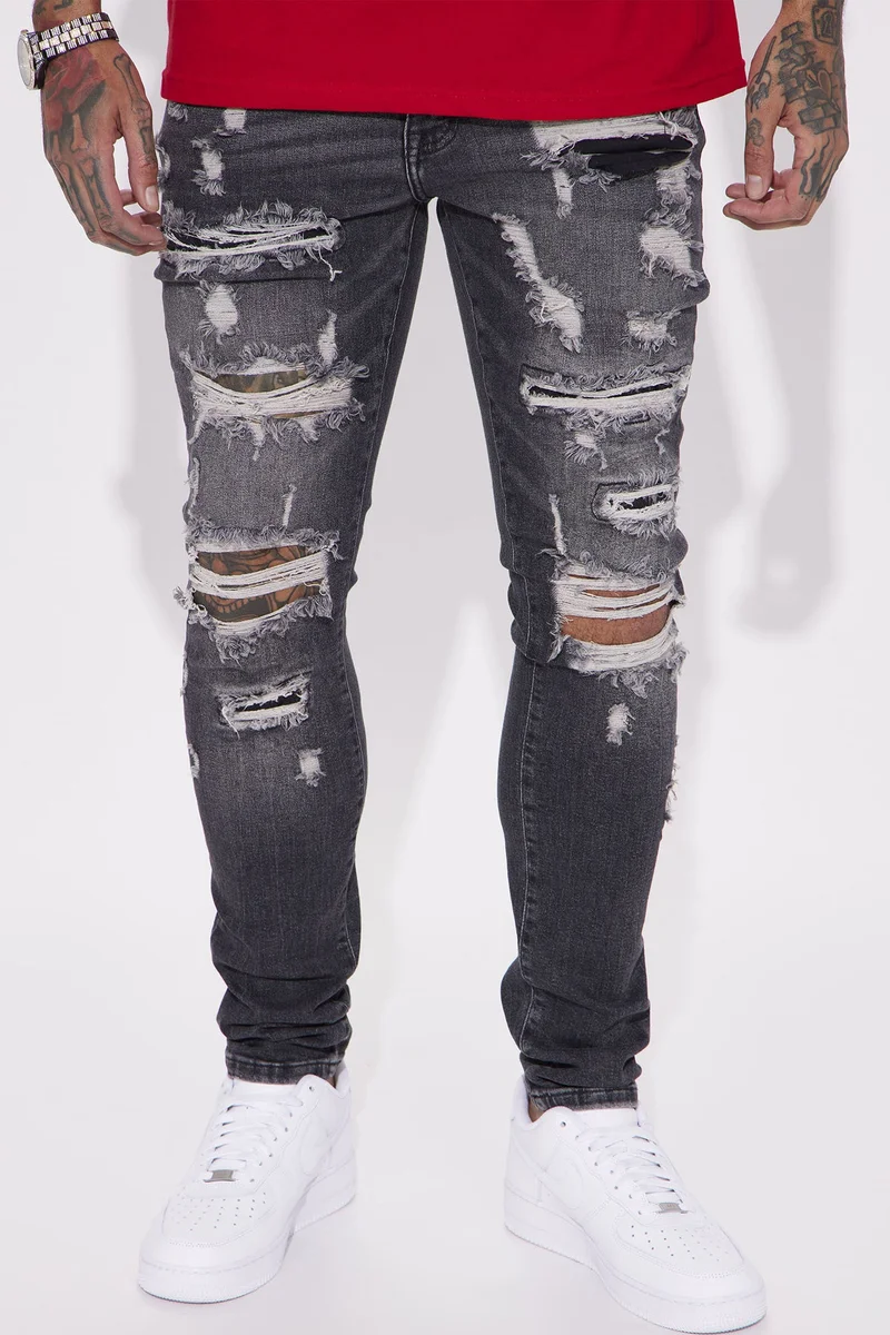 Image of Ready To Unwind Stacked Skinny Jeans - Black Wash