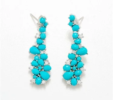 Dallas Prince Sterling Silver Sleeping Beauty Turquoise Drop Earrings