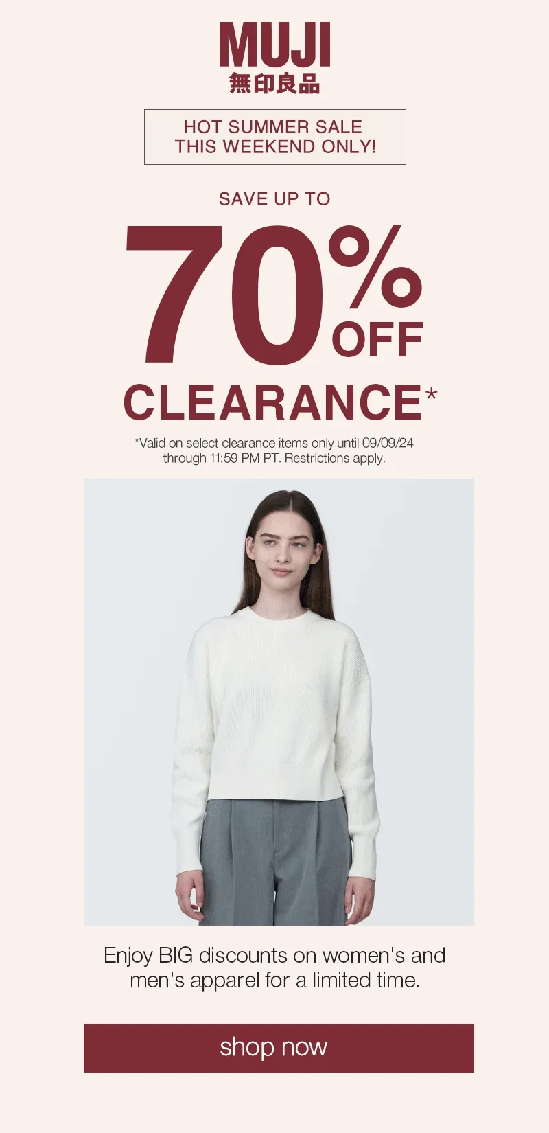 Shop Clearance Up to 70% Off This Weekend Only!